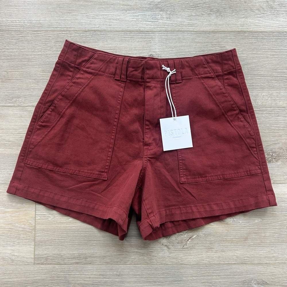 Pistola Size 30 Red Sangria Marissa Utility Shorts Slash Pocket High Waist